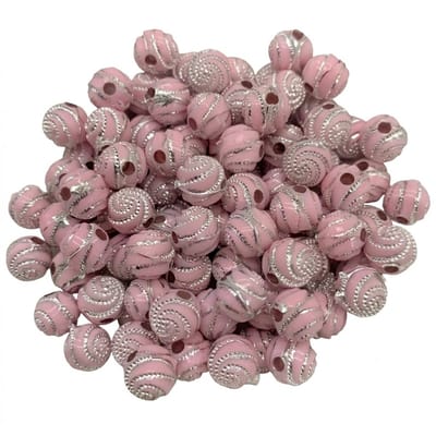 Roze en zilverkleurige kralen kralen beide ronde spacer kralen met spiraal patroon 8 mm voor sieraden maken armband ketting en DIY projecten