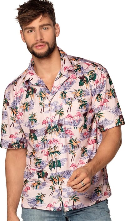 Boland - Shirt Flamingo (M) - Volwassenen - Flamingo - Hawaii
