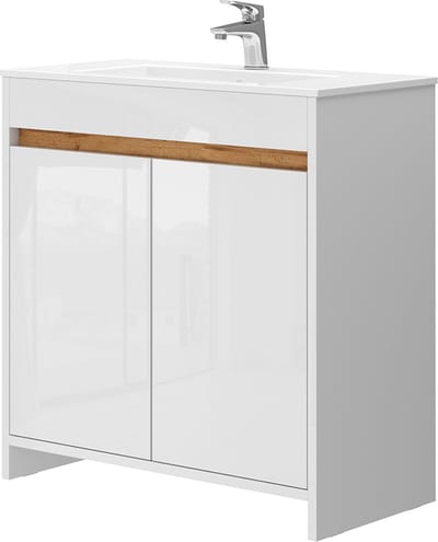 Vicco Lemgo Badkamermeubelset – 2 delen, onderkast 80 cm Wit Hoogglans