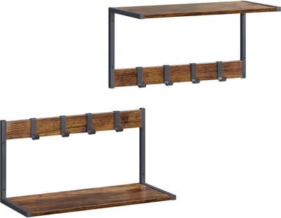 MAZAZU - Wanddecoratie - Kapstok - Bruin en Zwart - 50x24.2x26.5