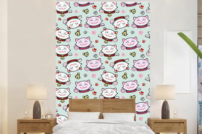 Behang - Fotobehang Kat - Huisdieren - Patroon - Breedte 155 cm x hoogte 240 cm