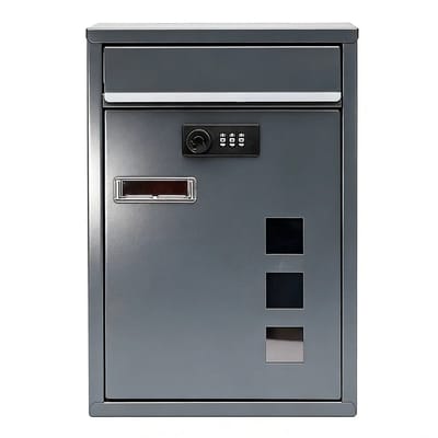 DIMICO - Brievenbus met Slot- Brievenbusses - Wandbrievenbus met Cijferslot - Weerbestendig - Kijkvenster - Antraciet -Wandmontage