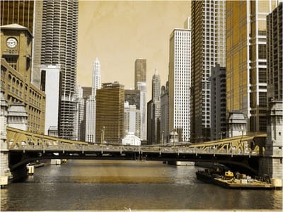 Fotobehang - Chicago's brug (vintage effect).