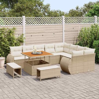 vidaXL - Tuinbank - Set - 12 - st - 12-Aantal - zitplaatsen - Beige - en - Crème