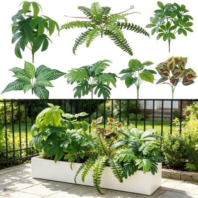 Dailygoods- Kunstplanten UV-Bestendig - Nepplanten Voor Buiten - Grote Struiken - Decoratie Voor Tuin - Realistische Bladeren - Perfect Voor Veranda