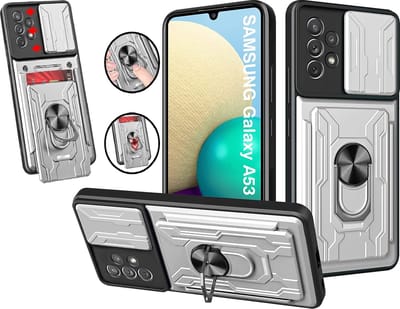 Hoesje Geschikt Voor Samsung Galaxy A52 / A52s hoesje met kickstand Wit - Hoesje Geschikt Voor Samsung Galaxy A52 / A52s camera lens screen protector - Hoesje Hoesje Geschikt Voor Samsung Galaxy A52 met pasjeshouder