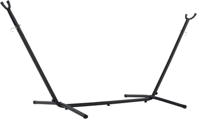 Hangmatstandaard 280 cm – Staal – Zwart/Grijs – Makkelijk Op te Zetten – Zonder Gereedschap – Geschikt voor Vaste Hangmatten – Voor Tuin en Terras