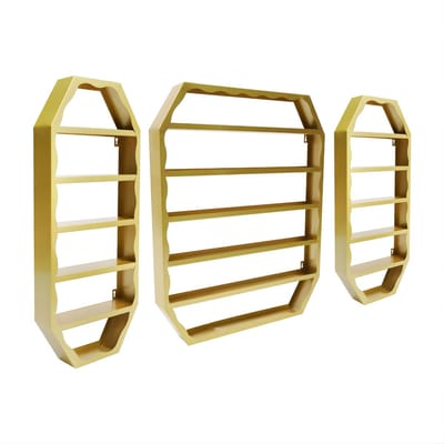 Nagellak Opbergrek Set van 3 – Wandmontage – Goud – Metalen Multi-tier Display – Organizer voor Nagelsalon – 10 kg Draagkracht