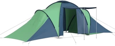 Grote Kampeertent voor 6 Personen met Twee Compartimenten Blauw Groen