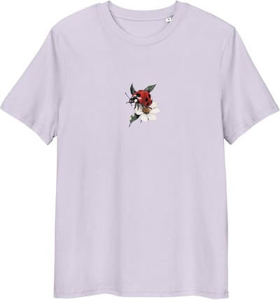 Tshirt met Lieveheersbeestje en Bloem - voor Vrouwen en Mannen - Natuur Illustratie - Lila - S