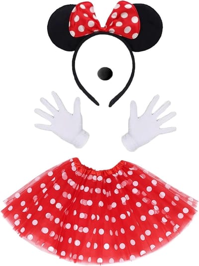 Minimouse Kostuum voor Dames met Rood Tutu Tulle Rok, Muizenoortjes en Handschoenen voor Halloween en Carnaval