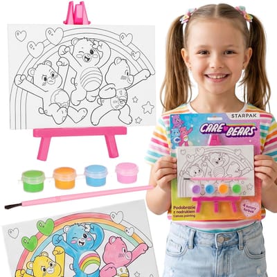 Care Bears Schilderdoek met opdruk op een schildersezel, creatieve set, kunstset om te schilderen