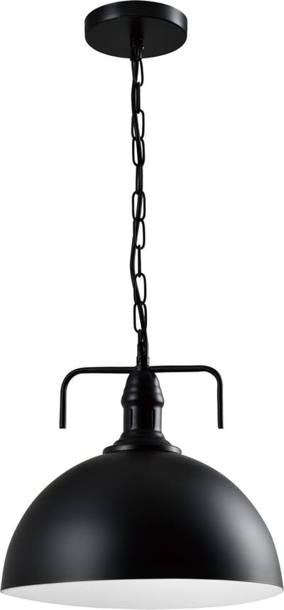 QUVIO Hanglamp industrieel - Lampen - Plafondlamp - Verlichting - Verlichting plafondlampen - Keukenverlichting - Lamp - Fabriekslamp - E27 Fitting - Met 1 lichtpunt - Voor binnen - Metaal - Aluminium - D 30 cm - Zwart