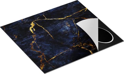 Chefcare Inductie Beschermer Abstracte Kunst - Donkere Marmer met Gouden Strepen - 60x50 cm - Afdekplaat Inductie - Kookplaat Beschermer - Inductie Mat