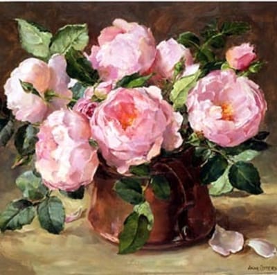 Dubbele kaart met env. Engelse roos 15x15cm