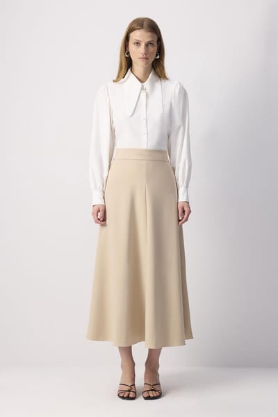 Touché Privé - Crêpe rok met volants - Beige - Dames