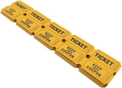 Dubbele Loterij Tickets Rol 1000 Stuks Geel Voor Bingo en Feesten