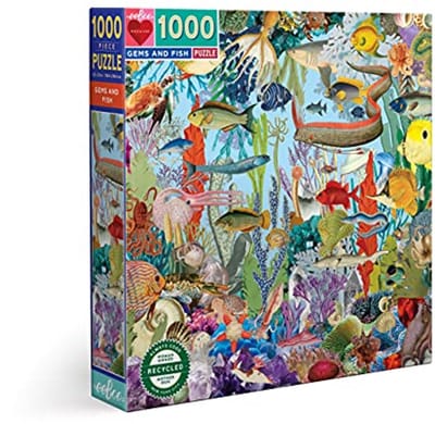 1000 Stuks Edelstenen en Vissen Puzzel voor Volwassenen - Zeeleven Collage