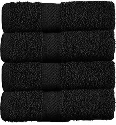 Grote badlakens zwart 70 x 140 cm - set van 4 - 500 g/m² - luxe katoen - hotelkwaliteit - zeer absorberend - badkamer douche strand