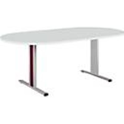 Schäfer Shop  Select Vergadertafel Planova, ovaal, 2000 x 1000 mm, lichtgrijs, accentlijst bordeauxpaars