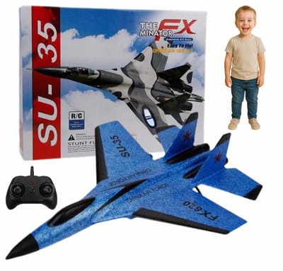 Velours Max® - RC Vliegtuig - Blauw - Afstandsbediening - Straaljager - TIKTOK - FX-620 - Drones - Vliegtuigen - Vliegtuigen Speelgoed - Speelgoed - Op Afstand Bestuurbaar - Oplaadbaar - MAX 50 KM/U