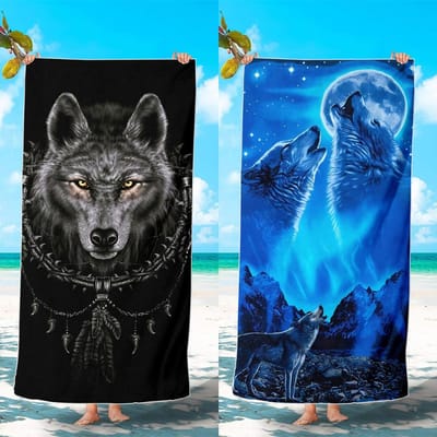 1/2 Stuks Fier Afrikaanse Brullende Leeuw Strandlaken, Retro Bruin Dier Wild Beest Patroon Handdoek, Voor Buiten Kamperen Strand Kust 80X160cm(31X63inch)