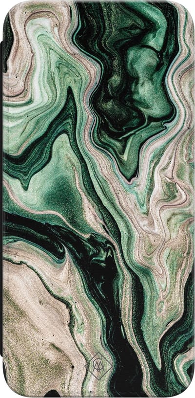 Casimoda® bookcase - Geschikt voor Samsung Galaxy A55 - Hoesje met pasjeshouder - Groen marmer / Marble - Groen - Kunstleer