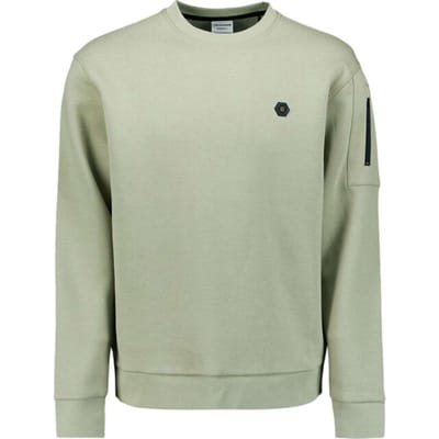 No Excess Sweater Crewneck Brushed Inside Light Moss Size: S | Sweaters Outlet | Heren | Groen