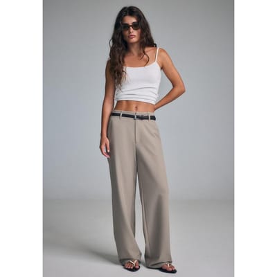 Stradivarius Rechte nette broek met riem  Bruin 44