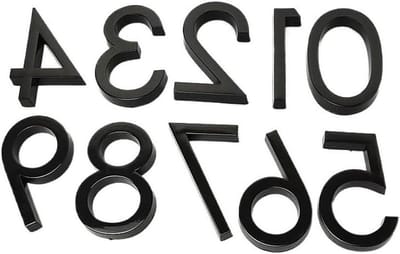 Huisnummer Sticker - Deurnummer Zwart - Huis Nummer Aangeven - Zelfklevend Glanzend Oppervlak - 58 mm - Zwart