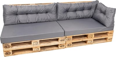 Palletkussen set - Zitkussens lounge - Buiten zitten - Waterafstotend overtrek - 120 x 80 cm - Grijs