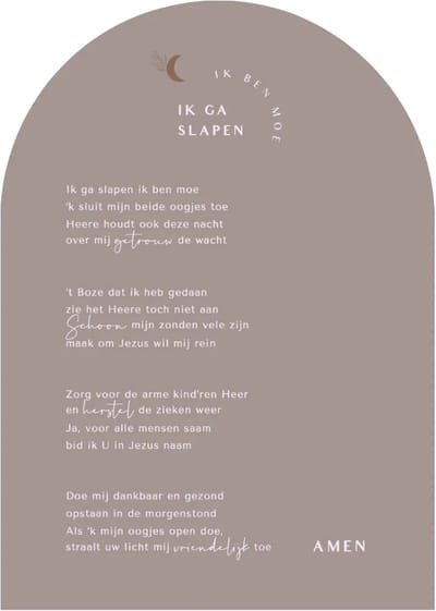 Poster A4 'Ik ga slapen, ik ben moe' oude versie op luxe papier - Taupe