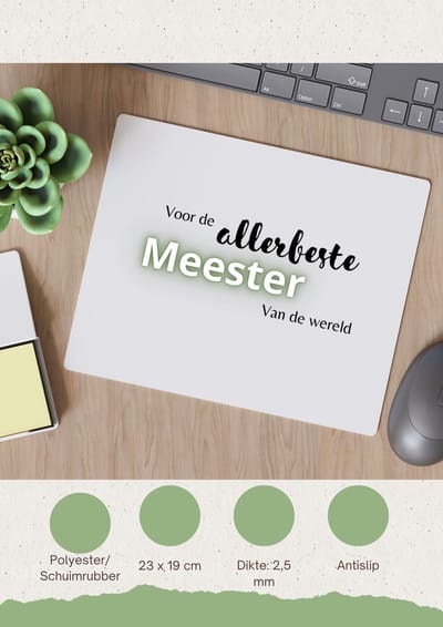 Akyol - voor de allerbeste meester van de wereld Muismat - Meester - de beste meester - meester - verjaardagscadeau - verjaardag - cadeau - afscheidscadeau - geschenk - leuke cadeau - kado - gift - meesterdag - 23 bij 19 cm