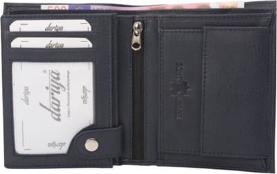 Portemonnee Heren - Leren Heren Portefeuille - Staand model - 12 pasjes - Donkerblauw