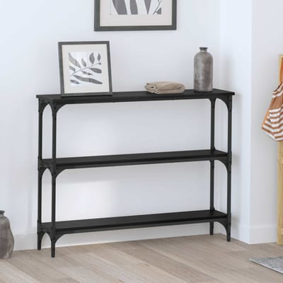 vidaXL - Wandtafel - Zwart - eiken - 100 - x - 22,5 - x - 75 - cm - Bewerkt - hout