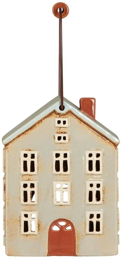 Ib Laursen - Keramieken Huisje met Houten Handgreep - Lantaarn - Waxinelichthouder