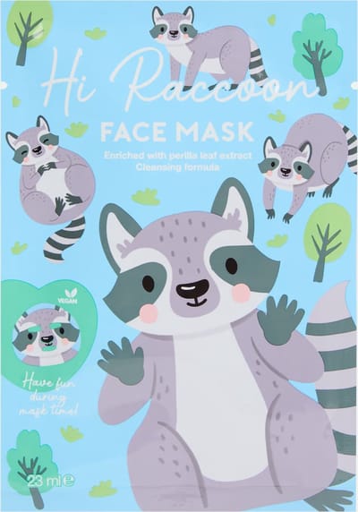 Hi Raccoon Face mask - gezichtsmasker met perilla leaf extract - selfie tissue masker wasbeer - grappig selfiemask