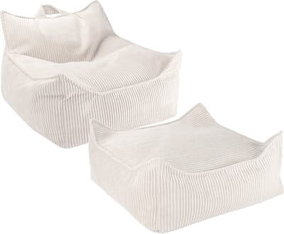 Wigiwama Beanbag Chair/Zitzak met Ottoman - Marshmallow