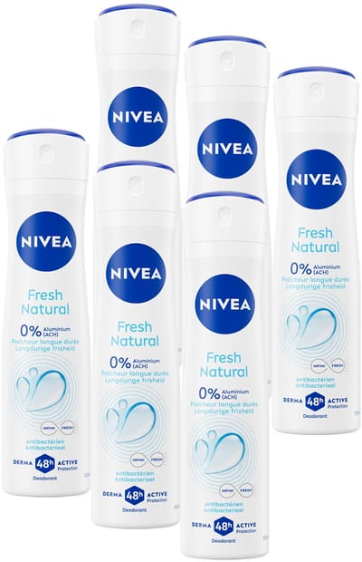 NIVEA Fresh Natural Deodorant Spray - Aluminiumvrij - Alcoholvrij - 48u bescherming - Voordeelverpakking - 6 x 150ml