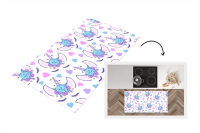 Keukenloper - Loper keuken - Meiden - Unicorn - Bloemen - Patronen - 120x60 cm - Keukenloper vinyl