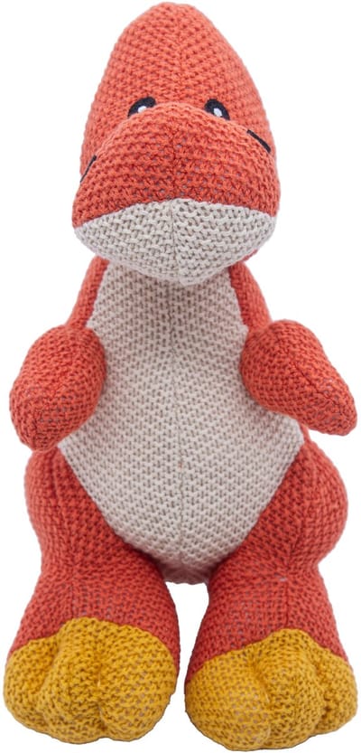 Cute since 1999 - Dinosauruspark - Dinosaurus speelgoed - Oranje zitten dino - Katoen Knuffel - 24 cm