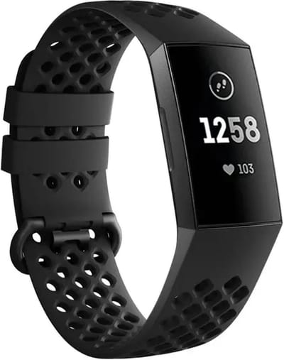 DrPhone FB-Strap - Siliconen Band Geschikt Voor Fitbit Charge 3 en 4 – 140 Tot 180MM Polsomtrek – Met Gespsluiting - Zwart
