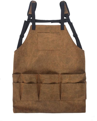 Dailygoods- Tuingereedschap Schort Waterdicht - Verstelbare Riem - 5 Zakken - Canvas - Gewatteerde Schouderbanden - Brede Toepassing - Tuinschort