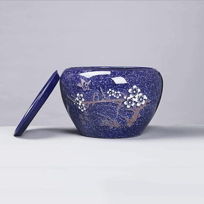 Keramische Bloempot - Plantenpot - Planten Binnen - Met Drainagegat - Diameter 14.5 cm - Blauw