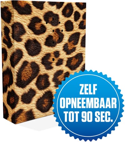 E-motionBox - Luipaard - Activatie d.m.v. Bewegingssensor - Zelf opneembaar tot 90 seconden - Spreek je eigen boodschap in - Jouw eigen geluid - Inclusief 3x AAA Batterijen - Vogelhuisje met geluid - Geluidshuis - Voor op Toilet