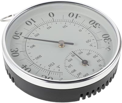 Analoge Binnenthermohygrometer - Dubbele Wijzer Monitor - Klimaat Bewaken - Batterijvrij Ontwerp - 10 cm Diameter - Wit