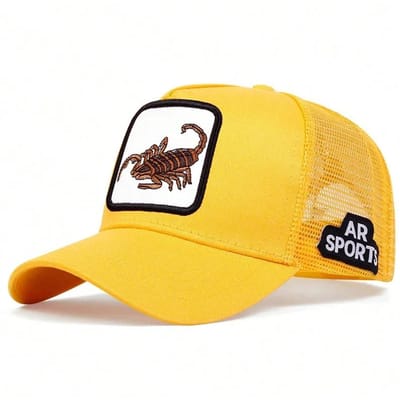 Unisex Schorpioen Borduurwerk Baseball Net Petten Buiten Verstelbaar Lente En Zomer Casual Zonbescherming Hoed yellow