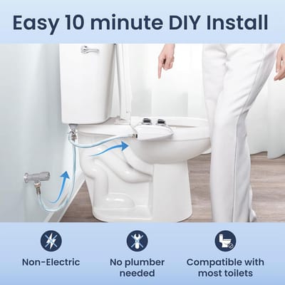 Famanu - Witte bidet-wc-opzet met dubbele sproeiers en 360° zelfreiniging