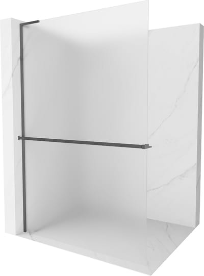 Mexen Kioto+ L douchezuil met plank Walk-in 70 x 200 , vorst, gepolijst gun grijs - 800-070-123-66-30