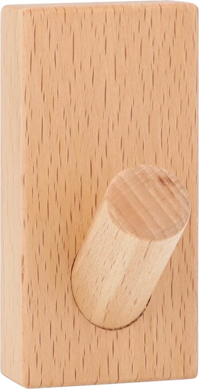QUVIO Wandhaak / kapstok - Hout - Wandkapstok - Kledinghaak - 5 x 4 x 8 cm - Lichtbruin